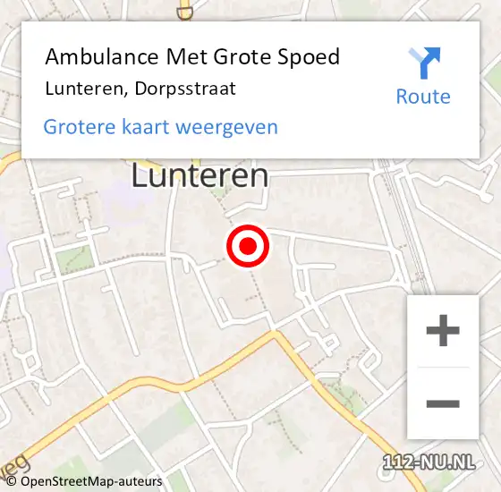 Locatie op kaart van de 112 melding: Ambulance Met Grote Spoed Naar Lunteren, Dorpsstraat op 25 oktober 2014 14:29