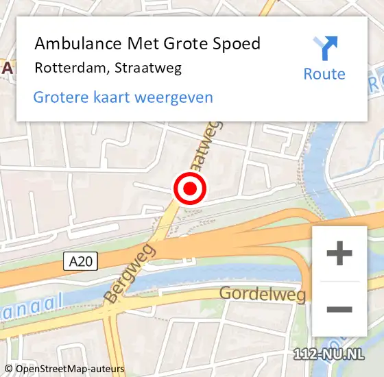 Locatie op kaart van de 112 melding: Ambulance Met Grote Spoed Naar Rotterdam, Straatweg op 25 oktober 2014 16:45