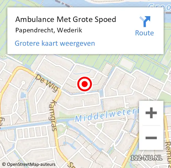 Locatie op kaart van de 112 melding: Ambulance Met Grote Spoed Naar Papendrecht, Wederik op 25 oktober 2014 16:54