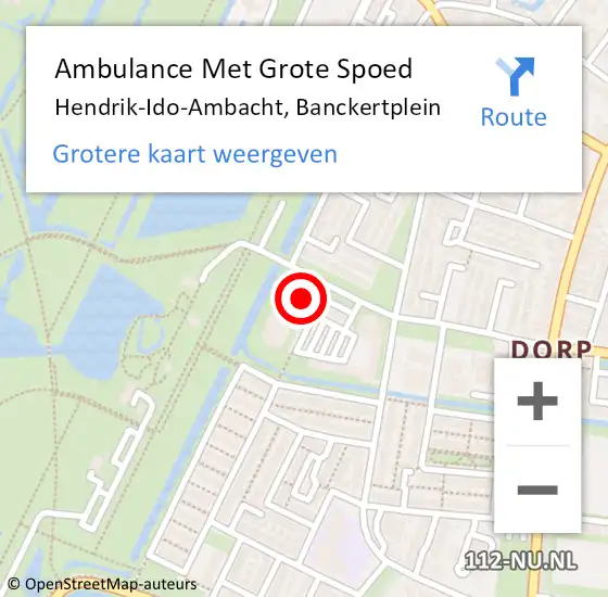 Locatie op kaart van de 112 melding: Ambulance Met Grote Spoed Naar Hendrik-Ido-Ambacht, Banckertplein op 25 oktober 2014 17:36