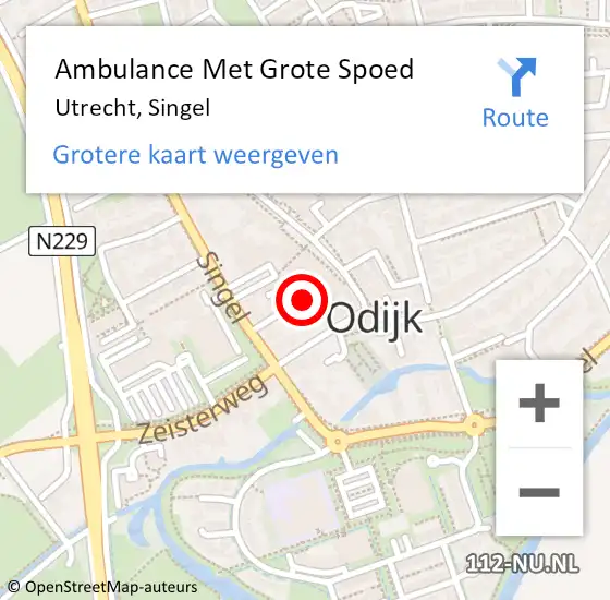 Locatie op kaart van de 112 melding: Ambulance Met Grote Spoed Naar Utrecht, Singel op 25 oktober 2014 21:53