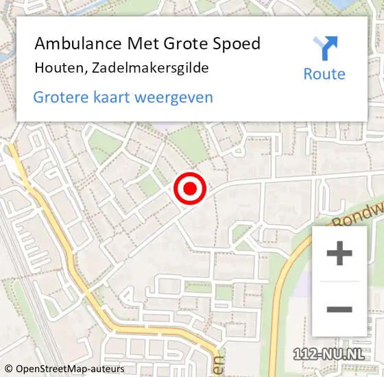 Locatie op kaart van de 112 melding: Ambulance Met Grote Spoed Naar Houten, Zadelmakersgilde op 26 oktober 2014 00:37