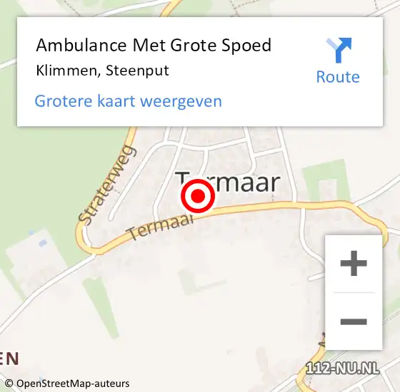 Locatie op kaart van de 112 melding: Ambulance Met Grote Spoed Naar Klimmen, Steenput op 26 oktober 2014 01:18