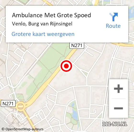 Locatie op kaart van de 112 melding: Ambulance Met Grote Spoed Naar Venlo, Burg van Rijnsingel op 26 oktober 2014 01:48