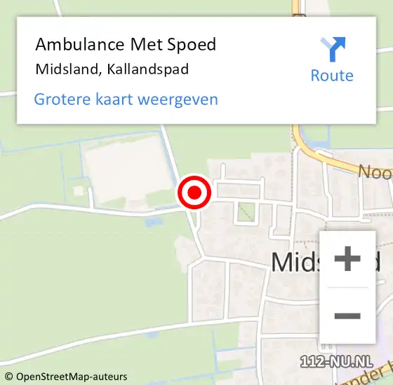 Locatie op kaart van de 112 melding: Ambulance Met Spoed Naar Midsland, Kallandspad op 26 oktober 2014 11:45