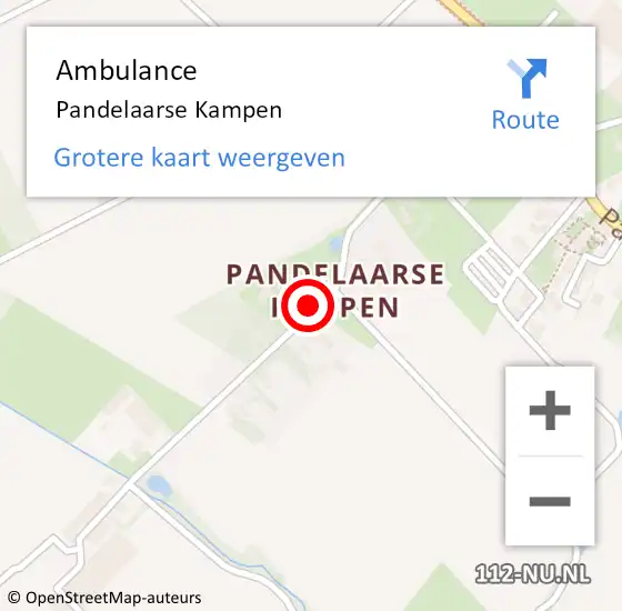 Locatie op kaart van de 112 melding: Ambulance Pandelaarse Kampen op 26 oktober 2014 18:44