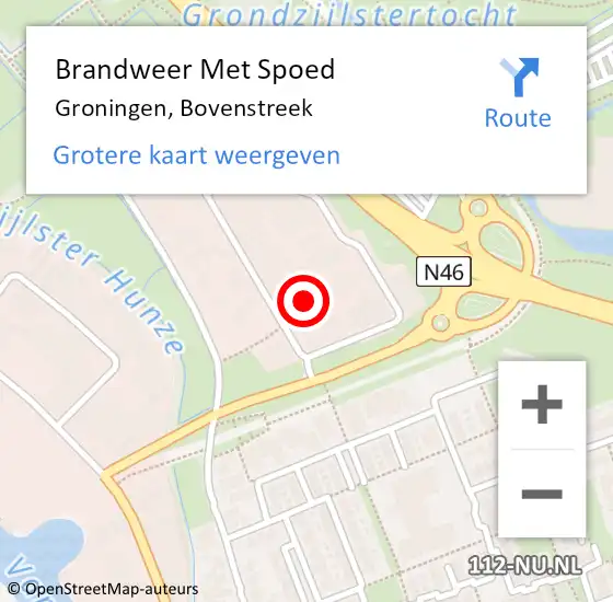 Locatie op kaart van de 112 melding: Brandweer Met Spoed Naar Groningen, Bovenstreek op 26 oktober 2014 20:46