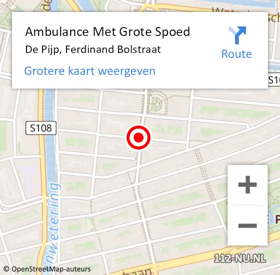 Locatie op kaart van de 112 melding: Ambulance Met Grote Spoed Naar De Pijp, Ferdinand Bolstraat op 28 oktober 2014 02:41