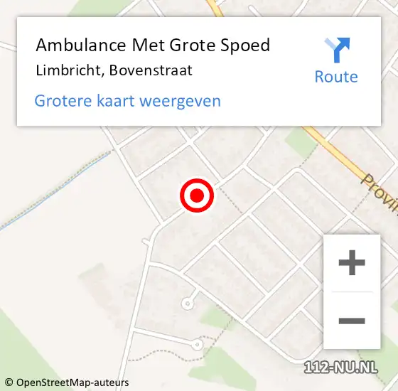 Locatie op kaart van de 112 melding: Ambulance Met Grote Spoed Naar Limbricht, Bovenstraat op 28 oktober 2014 12:15