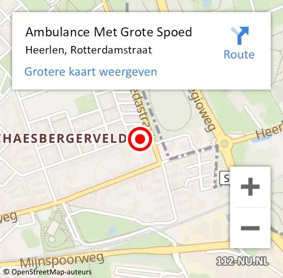 Locatie op kaart van de 112 melding: Ambulance Met Grote Spoed Naar Heerlen, Rotterdamstraat op 28 oktober 2014 15:33