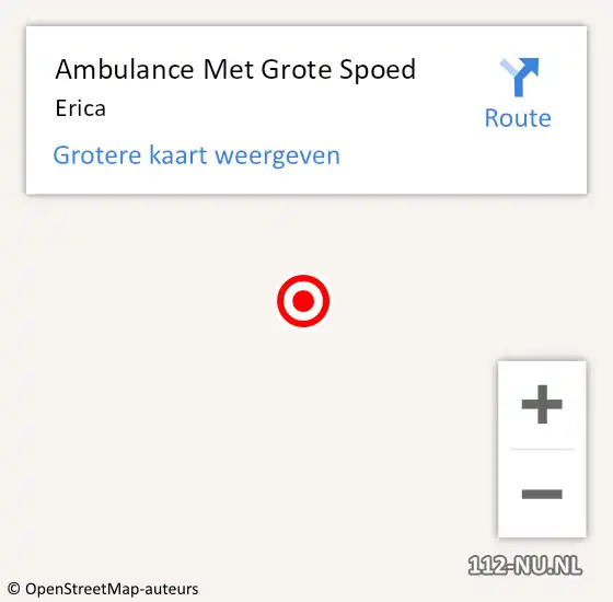 Locatie op kaart van de 112 melding: Ambulance Met Grote Spoed Naar Erica op 28 oktober 2014 18:04