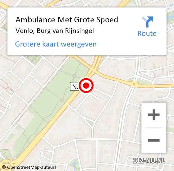 Locatie op kaart van de 112 melding: Ambulance Met Grote Spoed Naar Venlo, Burg van Rijnsingel op 29 oktober 2014 03:18