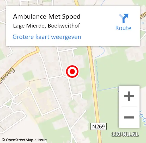Locatie op kaart van de 112 melding: Ambulance Met Spoed Naar Lage Mierde, Boekweithof op 29 oktober 2014 14:47