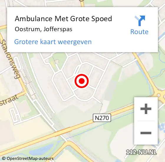 Locatie op kaart van de 112 melding: Ambulance Met Grote Spoed Naar Oostrum, Jofferspas op 29 oktober 2014 17:14