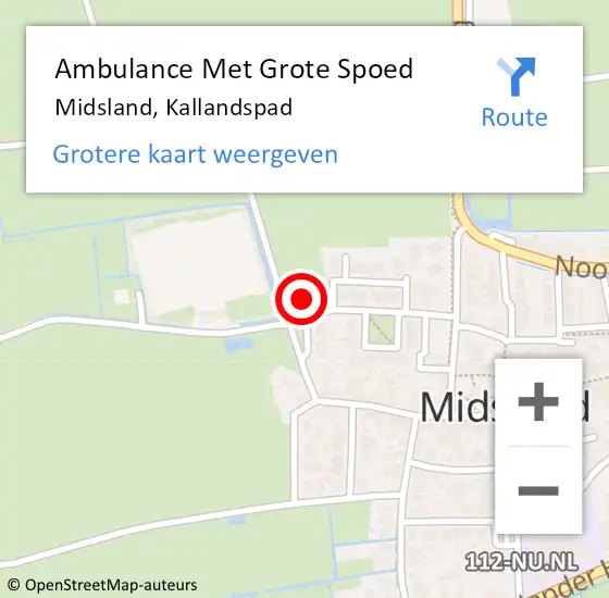 Locatie op kaart van de 112 melding: Ambulance Met Grote Spoed Naar Midsland, Kallandspad op 30 oktober 2014 02:10