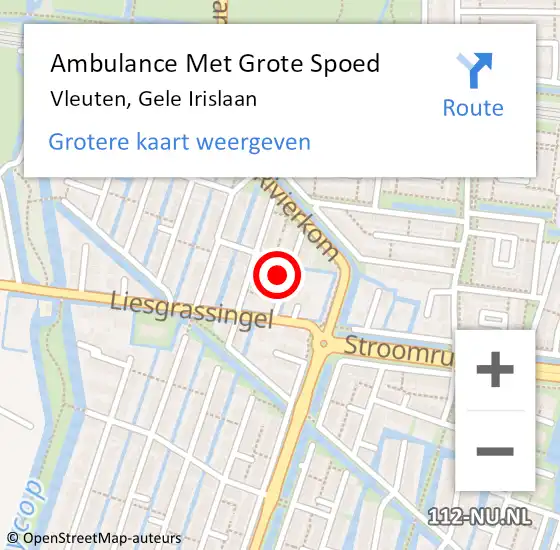 Locatie op kaart van de 112 melding: Ambulance Met Grote Spoed Naar Vleuten, Gele Irislaan op 30 oktober 2014 09:39