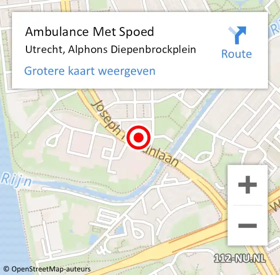 Locatie op kaart van de 112 melding: Ambulance Met Spoed Naar Utrecht, Alphons Diepenbrockplein op 30 oktober 2014 13:55