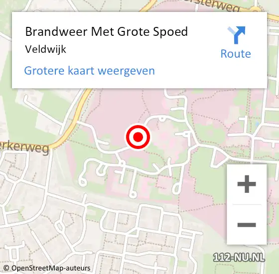 Locatie op kaart van de 112 melding: Brandweer Met Grote Spoed Naar Veldwijk op 30 oktober 2014 15:48