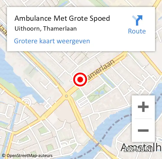Locatie op kaart van de 112 melding: Ambulance Met Grote Spoed Naar Uithoorn, Thamerlaan op 30 oktober 2014 17:53