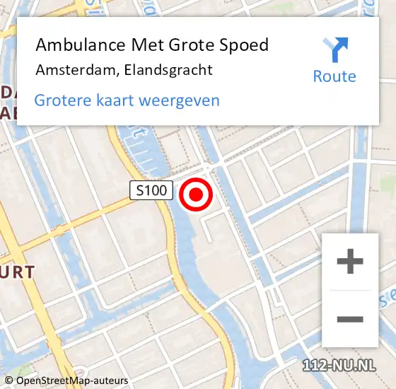 Locatie op kaart van de 112 melding: Ambulance Met Grote Spoed Naar Amsterdam, Elandsgracht op 30 oktober 2014 19:55