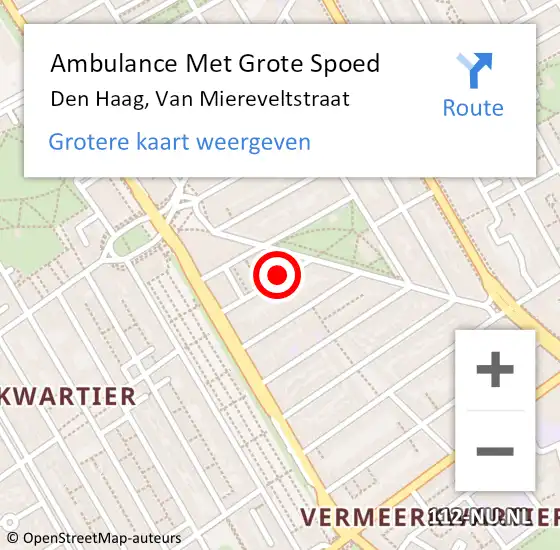 Locatie op kaart van de 112 melding: Ambulance Met Grote Spoed Naar Den Haag, Van Miereveltstraat op 31 oktober 2014 07:30