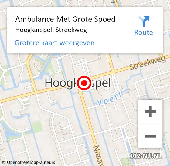 Locatie op kaart van de 112 melding: Ambulance Met Grote Spoed Naar Hoogkarspel, Streekweg op 31 oktober 2014 08:05