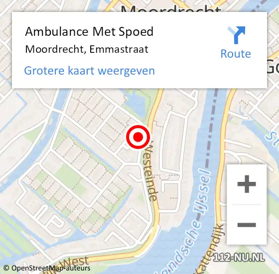 Locatie op kaart van de 112 melding: Ambulance Met Spoed Naar Moordrecht, Emmastraat op 31 oktober 2014 16:37