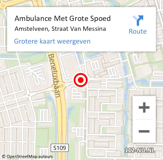Locatie op kaart van de 112 melding: Ambulance Met Grote Spoed Naar Amstelveen, Straat Van Messina op 31 oktober 2014 17:09