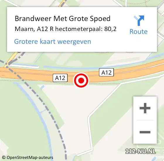 Locatie op kaart van de 112 melding: Brandweer Met Grote Spoed Naar Waddinxveen, A12 L hectometerpaal: 28,2 op 31 oktober 2014 18:41