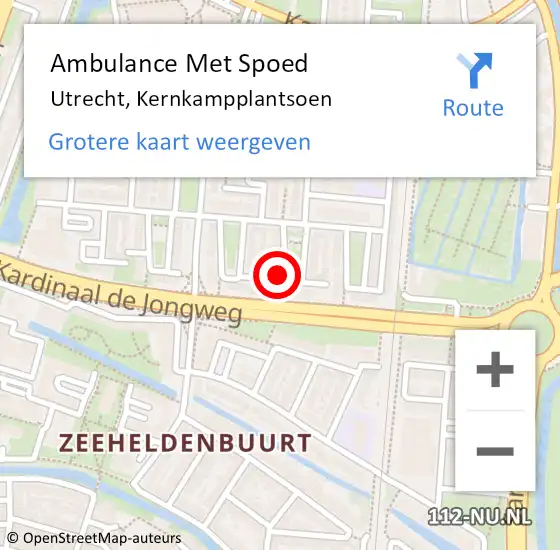 Locatie op kaart van de 112 melding: Ambulance Met Spoed Naar Utrecht, Kernkampplantsoen op 19 oktober 2013 13:29