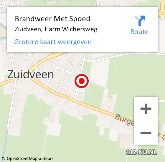 Locatie op kaart van de 112 melding: Brandweer Met Spoed Naar Zuidveen, Harm Wichersweg op 19 oktober 2013 13:36