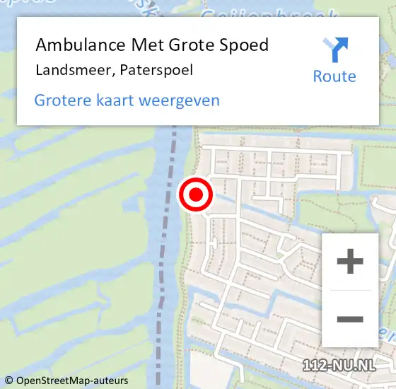 Locatie op kaart van de 112 melding: Ambulance Met Grote Spoed Naar Landsmeer, Paterspoel op 31 oktober 2014 23:26
