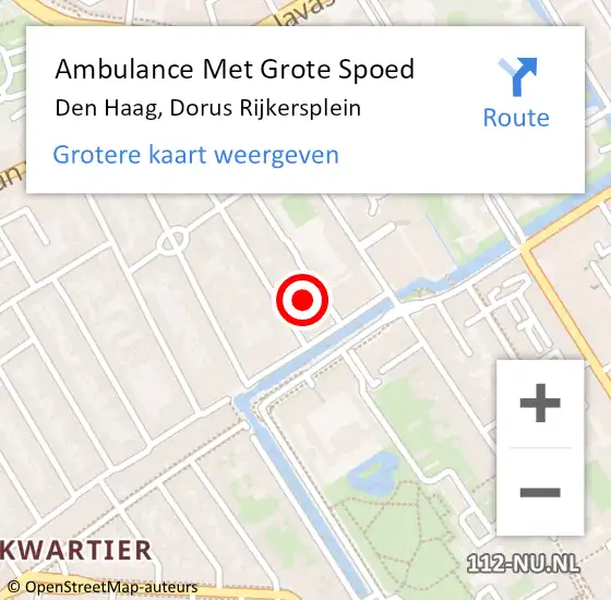 Locatie op kaart van de 112 melding: Ambulance Met Grote Spoed Naar Den Haag, Dorus Rijkersplein op 1 november 2014 00:15