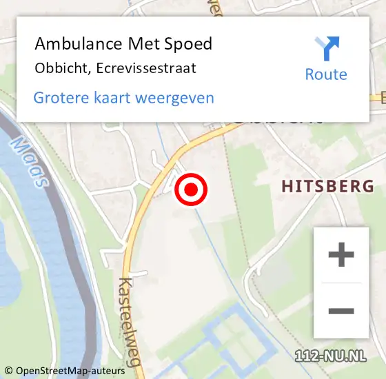 Locatie op kaart van de 112 melding: Ambulance Met Spoed Naar Obbicht, Ecrevissestraat op 1 november 2014 01:07