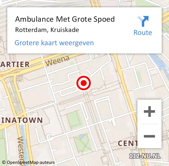 Locatie op kaart van de 112 melding: Ambulance Met Grote Spoed Naar Rotterdam, Kruiskade op 1 november 2014 05:02