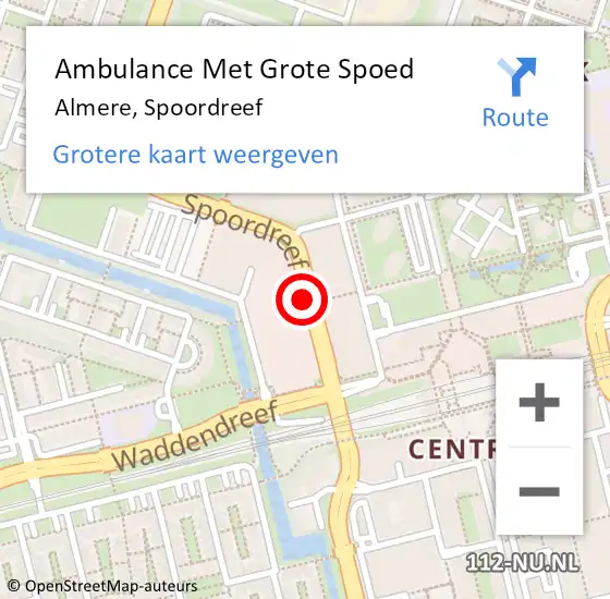 Locatie op kaart van de 112 melding: Ambulance Met Grote Spoed Naar Almere, Spoordreef op 1 november 2014 06:02