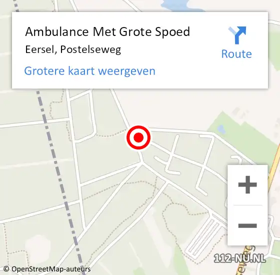 Locatie op kaart van de 112 melding: Ambulance Met Grote Spoed Naar Eersel, Postelseweg op 1 november 2014 09:48