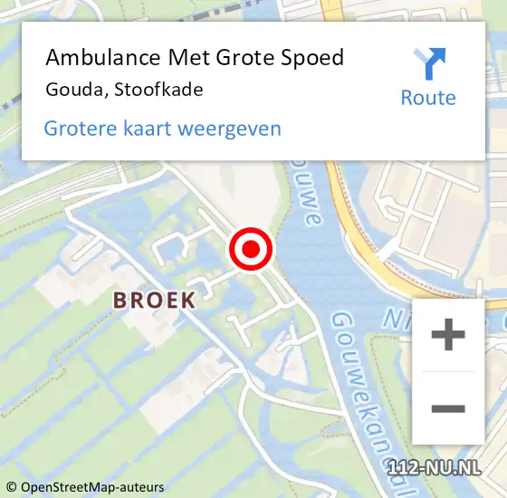 Locatie op kaart van de 112 melding: Ambulance Met Grote Spoed Naar Gouda, Stoofkade op 1 november 2014 16:45