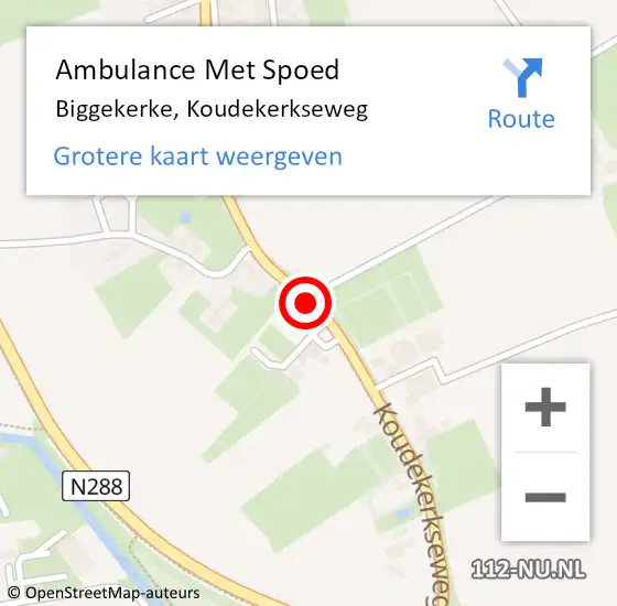 Locatie op kaart van de 112 melding: Ambulance Met Spoed Naar Biggekerke, Koudekerkseweg op 1 november 2014 18:29
