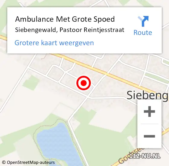 Locatie op kaart van de 112 melding: Ambulance Met Grote Spoed Naar Siebengewald, Pastoor Reintjesstraat op 1 november 2014 22:56