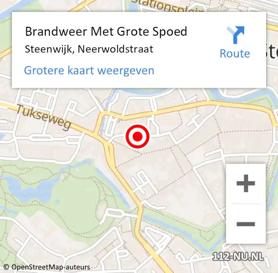 Locatie op kaart van de 112 melding: Brandweer Met Grote Spoed Naar Steenwijk, Neerwoldstraat op 2 november 2014 03:54