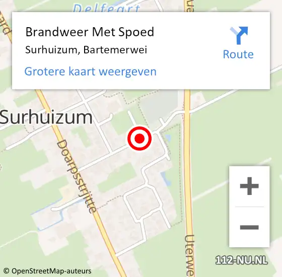 Locatie op kaart van de 112 melding: Brandweer Met Spoed Naar Surhuizum, Bartemerwei op 2 november 2014 11:46