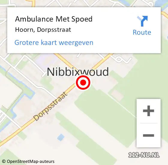 Locatie op kaart van de 112 melding: Ambulance Met Spoed Naar Hoorn, Dorpsstraat op 2 november 2014 13:19