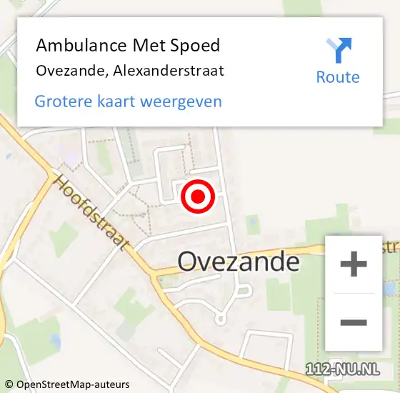 Locatie op kaart van de 112 melding: Ambulance Met Spoed Naar Ovezande, Alexanderstraat op 2 november 2014 15:04
