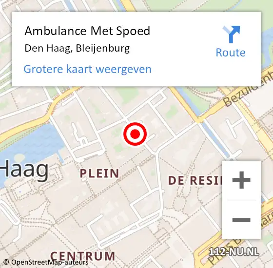 Locatie op kaart van de 112 melding: Ambulance Met Spoed Naar Den Haag, Bleijenburg op 3 november 2014 09:39