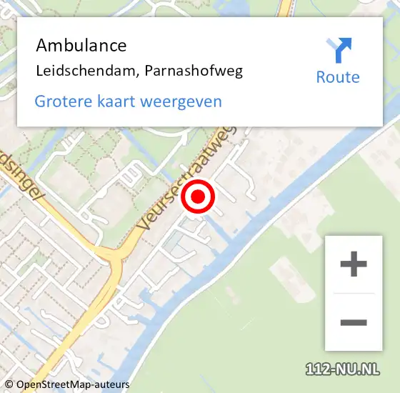 Locatie op kaart van de 112 melding: Ambulance Leidschendam, Parnashofweg op 3 november 2014 14:06