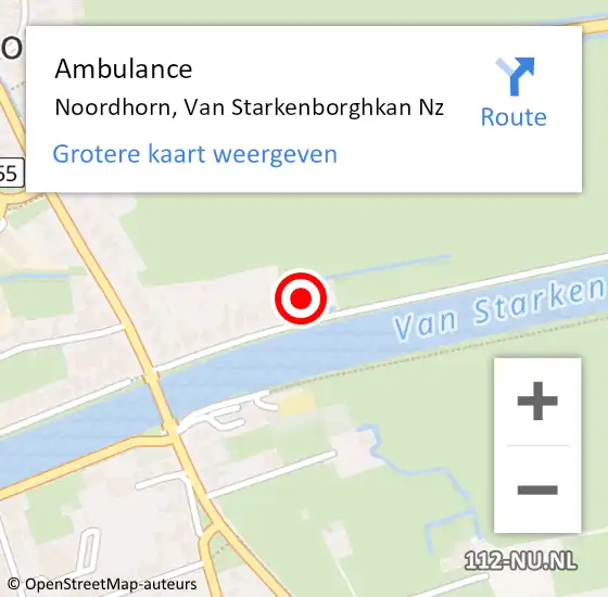 Locatie op kaart van de 112 melding: Ambulance Noordhorn, Van Starkenborghkan Nz op 3 november 2014 15:55