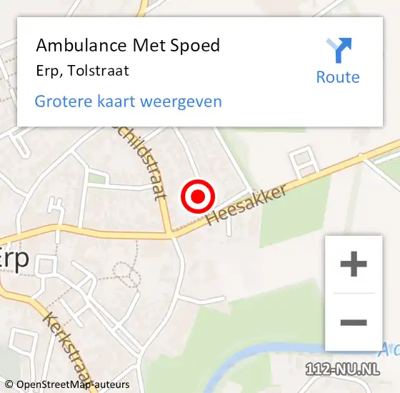 Locatie op kaart van de 112 melding: Ambulance Met Spoed Naar Erp, Tolstraat op 3 november 2014 23:12