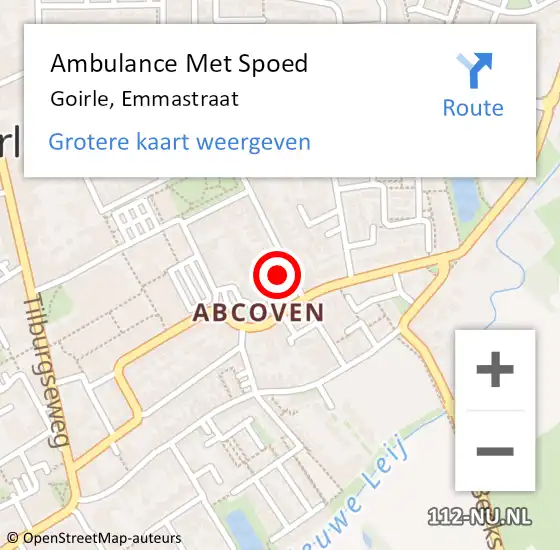 Locatie op kaart van de 112 melding: Ambulance Met Spoed Naar Goirle, Emmastraat op 4 november 2014 08:13
