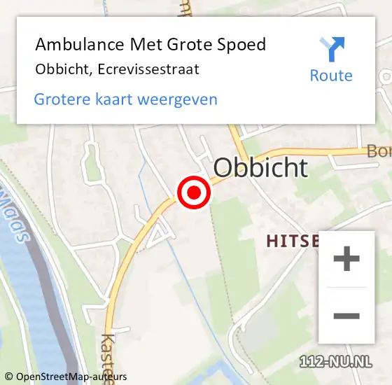 Locatie op kaart van de 112 melding: Ambulance Met Grote Spoed Naar Obbicht, Ecrevissestraat op 4 november 2014 11:05